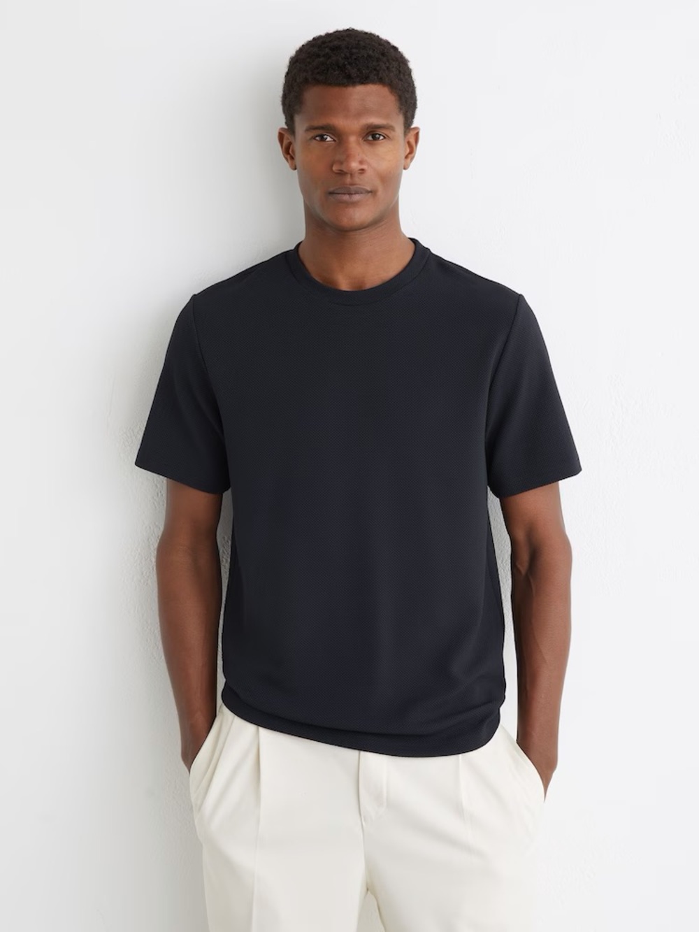 Reiss Black Short-Sleeve Crew Neck Tee